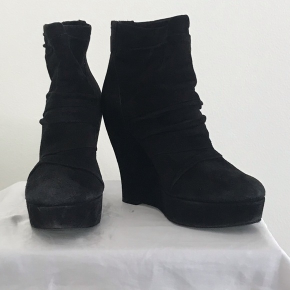 Boutique 9 Shoes - Black platform wedge suede bootie